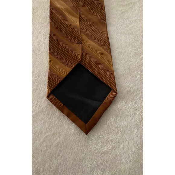 Prime Time Tear Drop Men's Classic Necktie Neck Tie Bronze Stripes - Picture 4 of 5